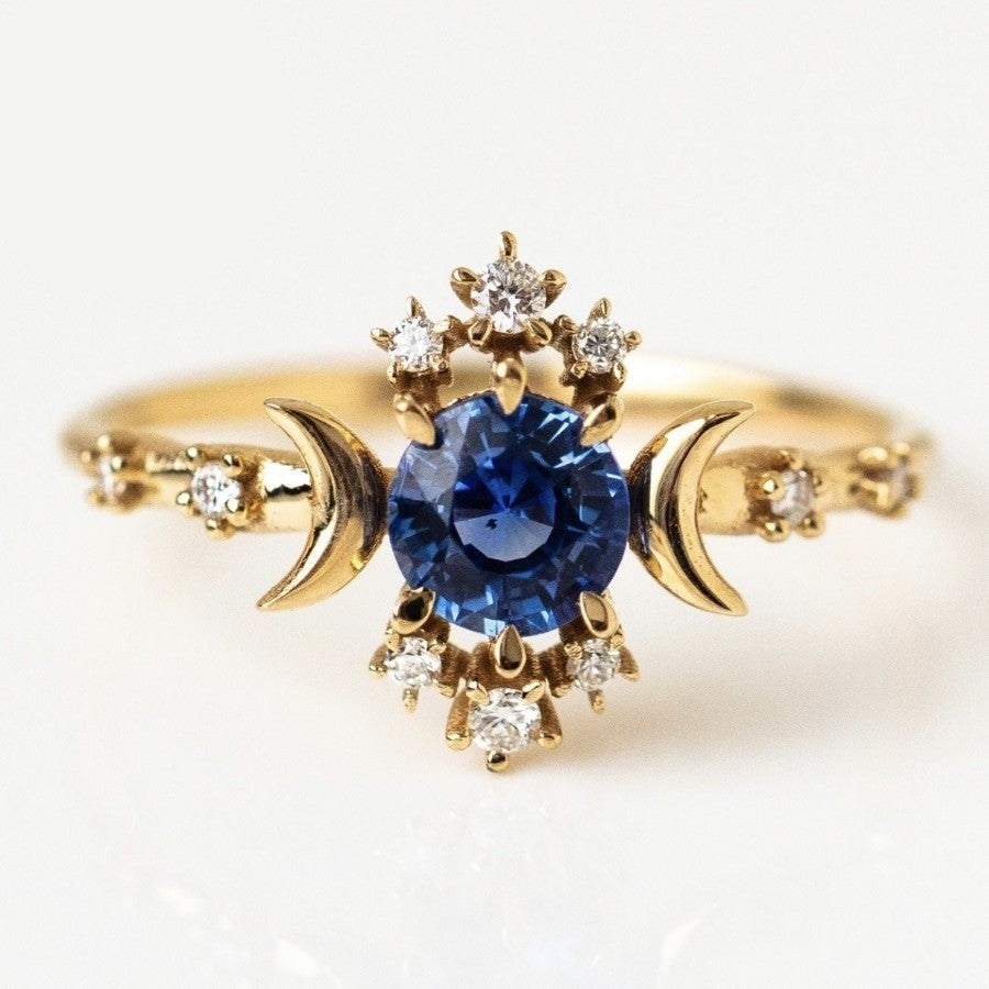 Elegant Celestial Blue Moon Star Ring