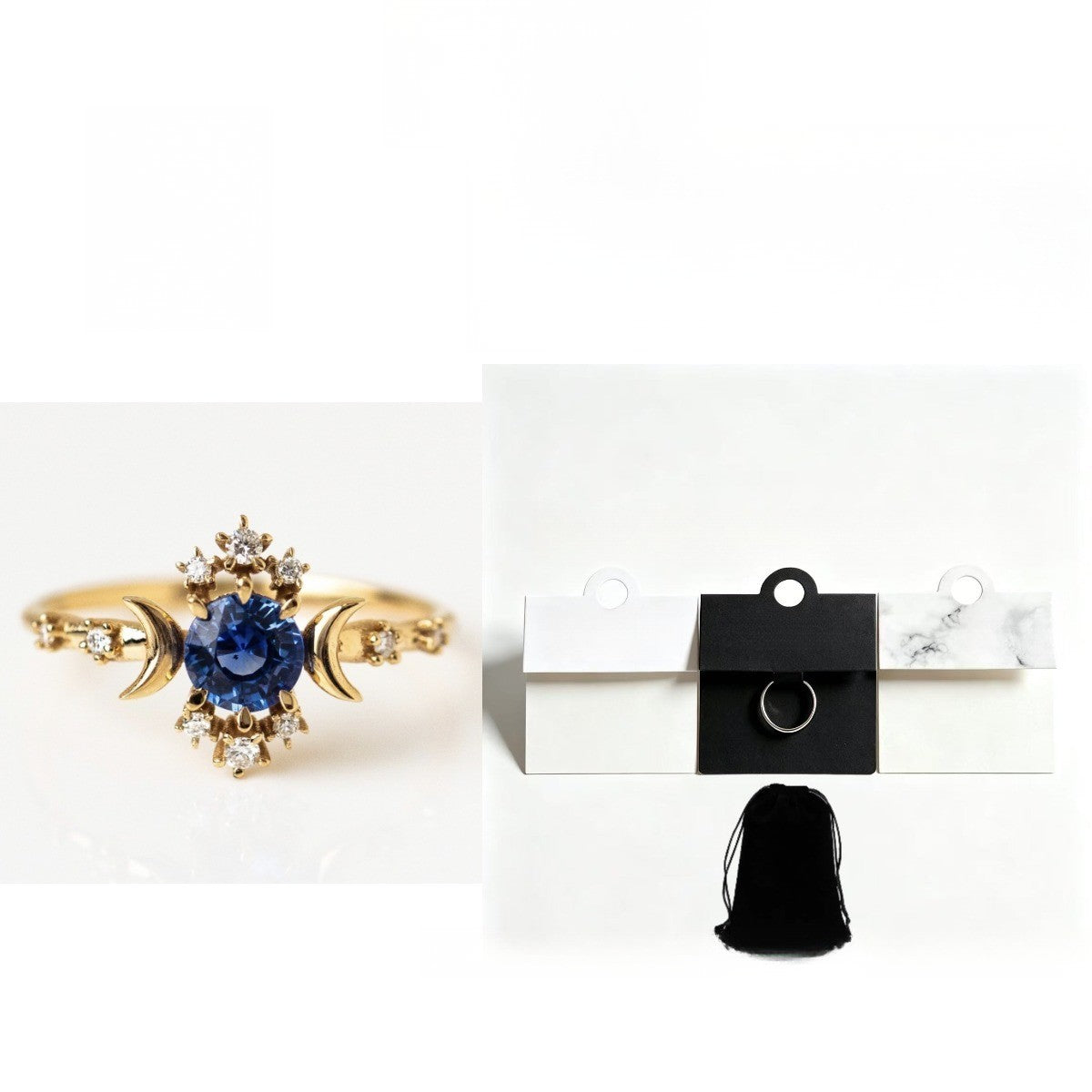Elegant Celestial Blue Moon Star Ring