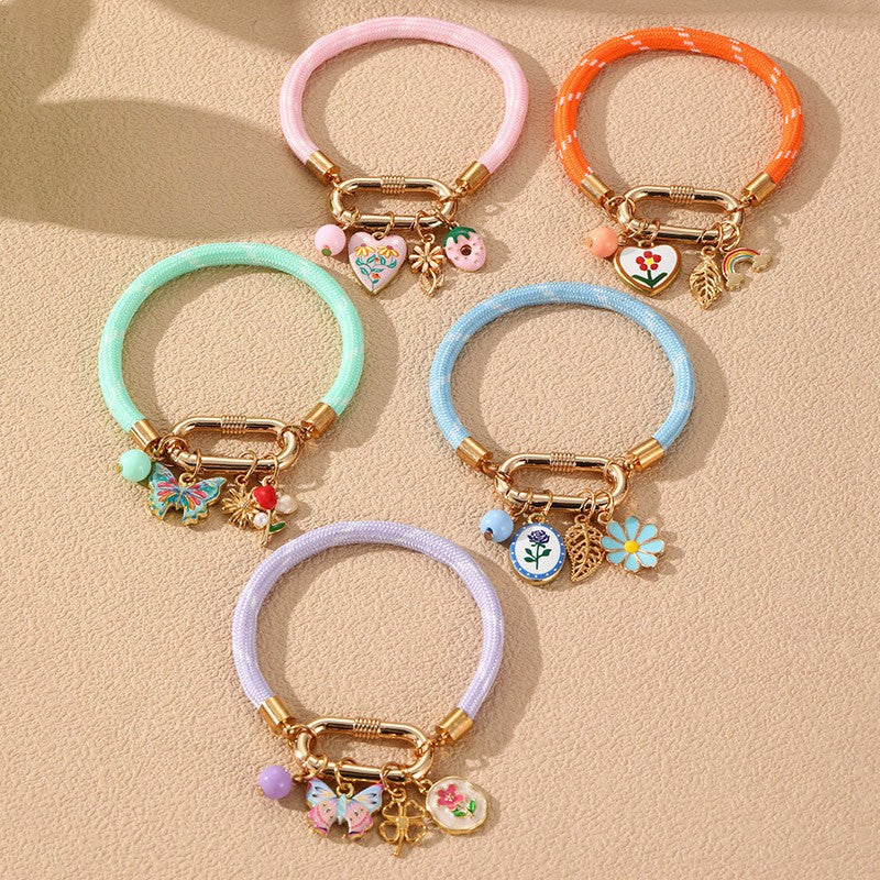 Boho Enamel Flower Charm Bracelet
