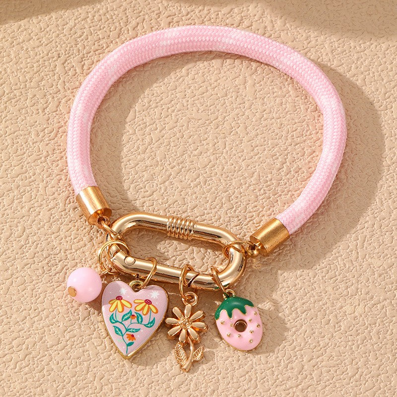 Boho Enamel Flower Charm Bracelet