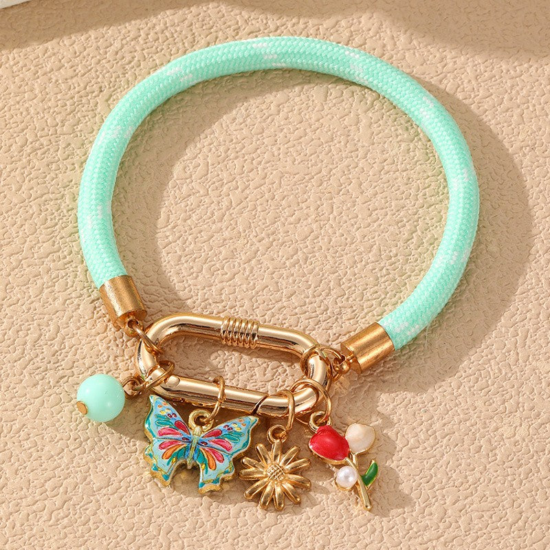 Boho Enamel Flower Charm Bracelet