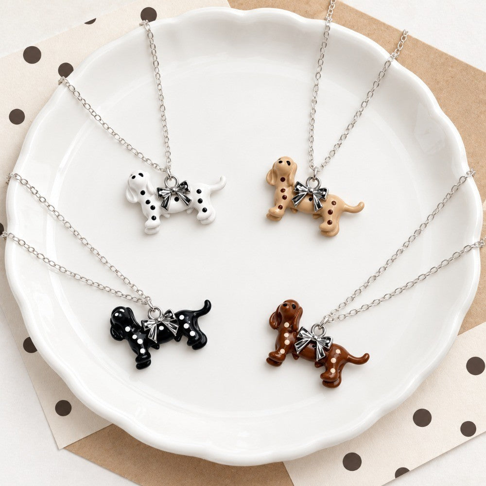 4pc Dainty Dachshund Necklace Set