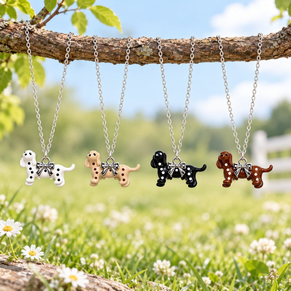 4pc Dainty Dachshund Necklace Set