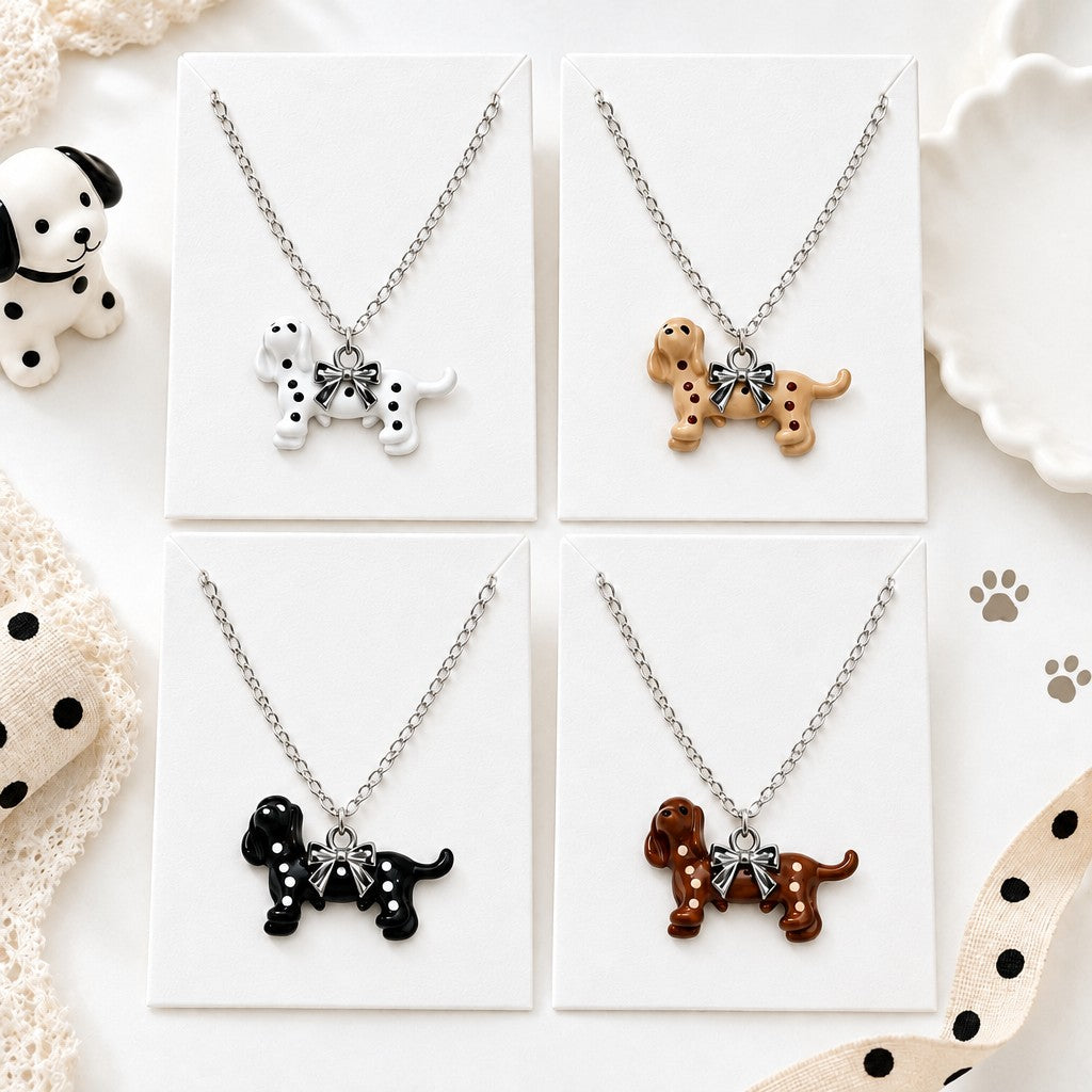 4pc Dainty Dachshund Necklace Set
