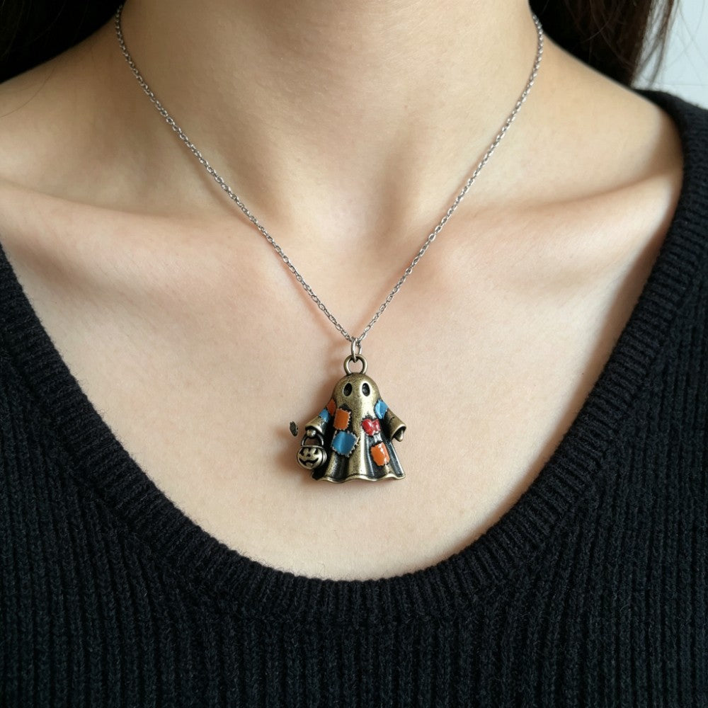 Vintage Patchwork Ghost Necklace