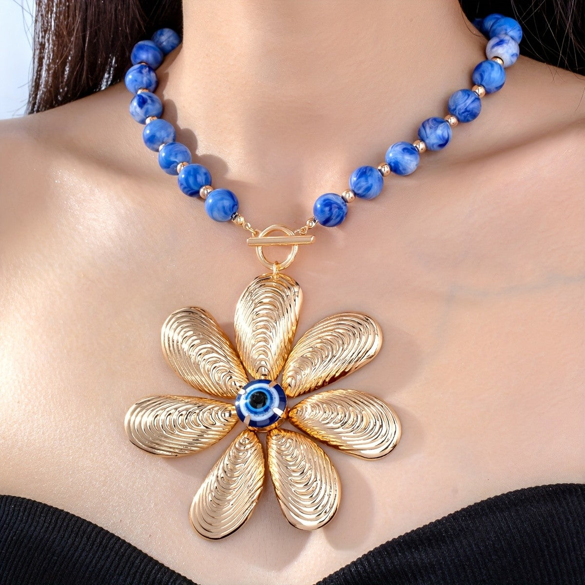 Statement Floral Evil Eye Necklace