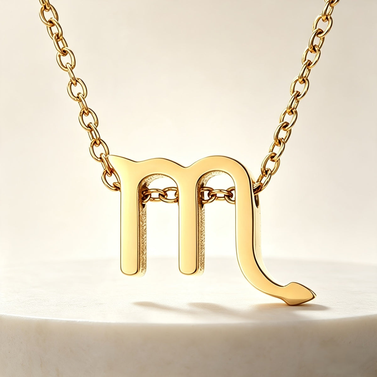 18k Dainty Hollow Zodiac Sign Necklace