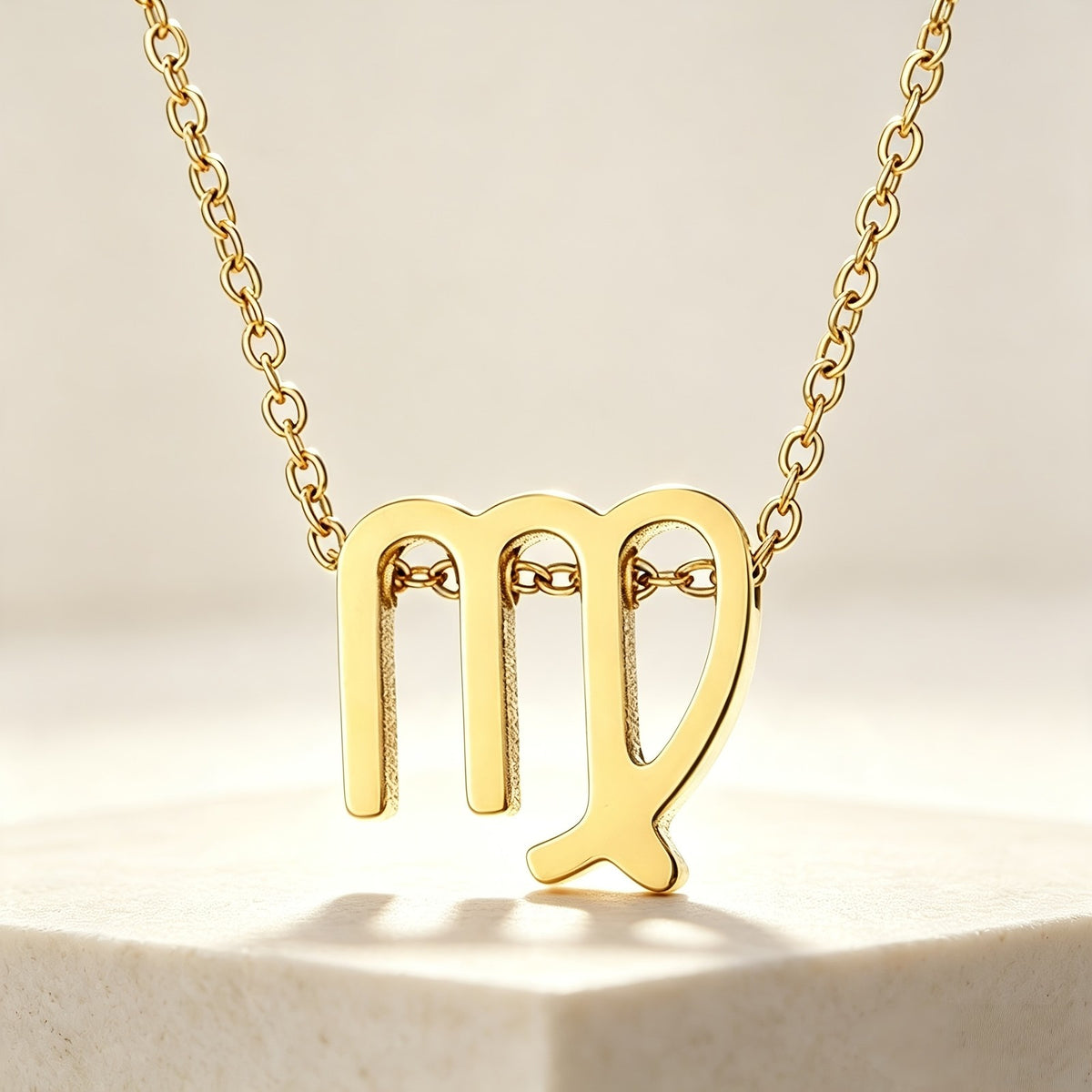 18k Dainty Hollow Zodiac Sign Necklace
