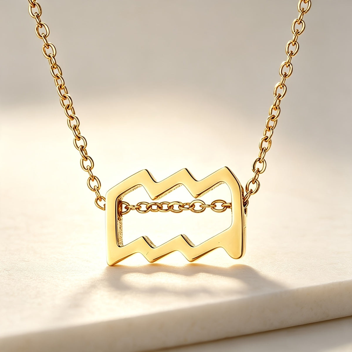 18k Dainty Hollow Zodiac Sign Necklace