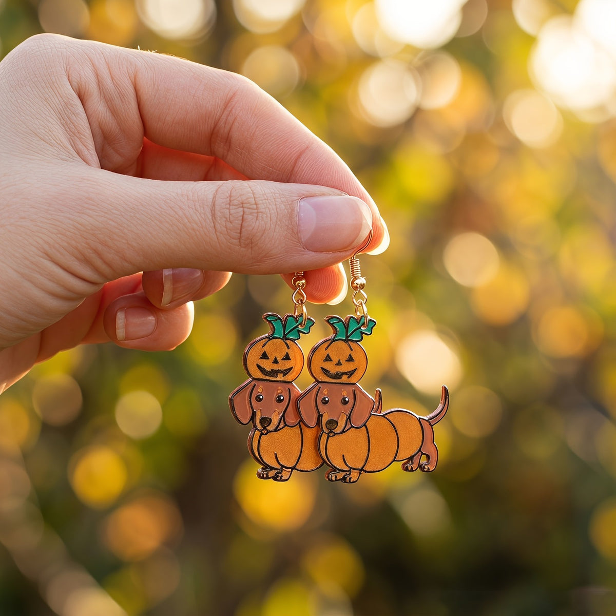 Cute Pumpkin Dachshund Earrings