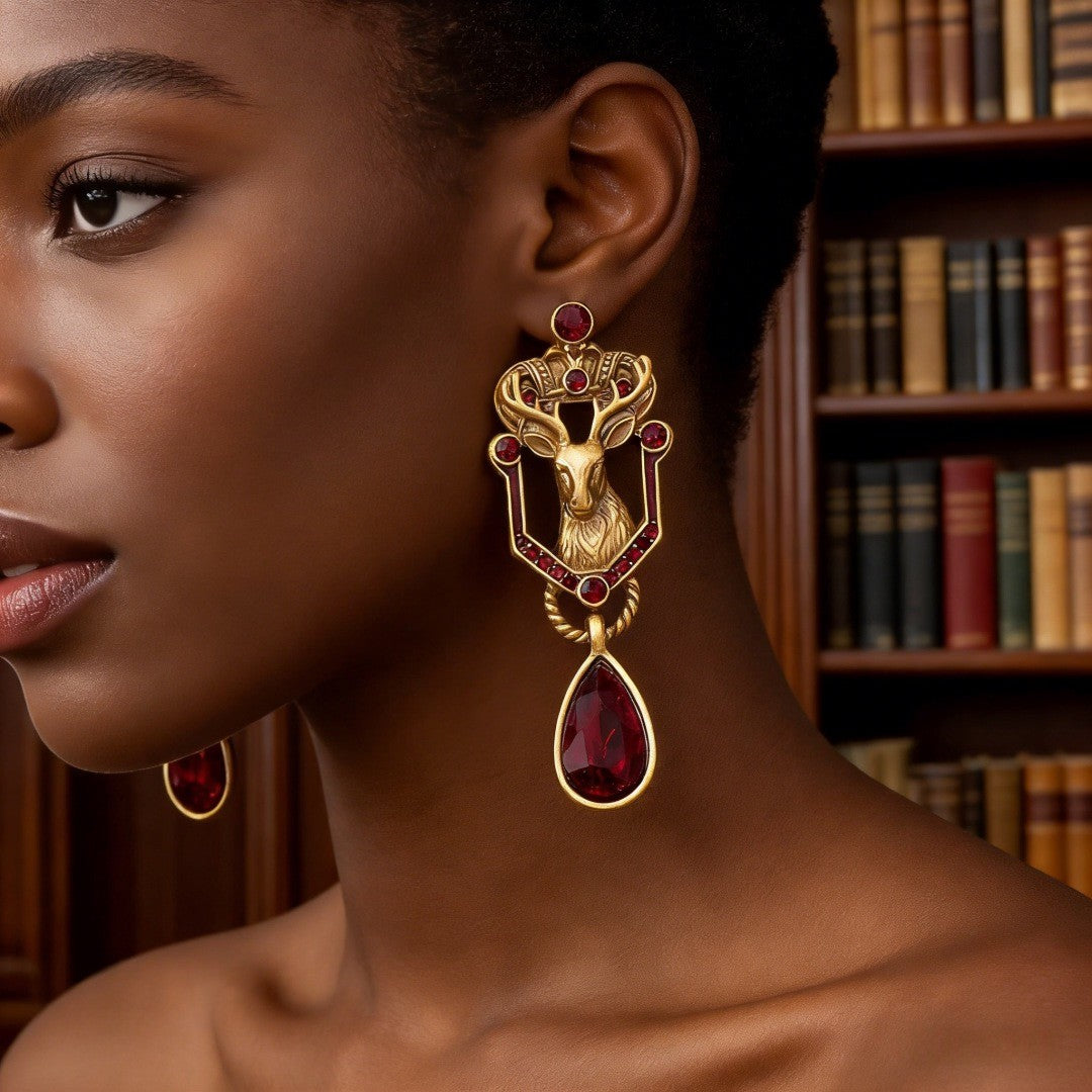 Vintage Boho Deer Drop Earrings