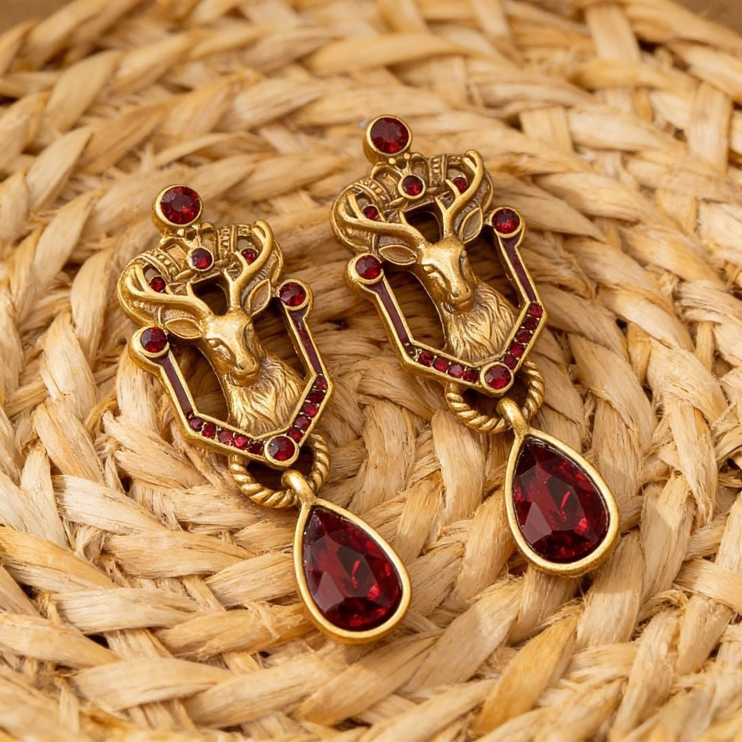 Vintage Boho Deer Drop Earrings