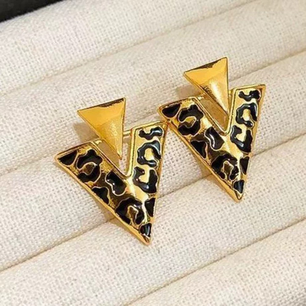Boho Leopard Print Triangle Earrings