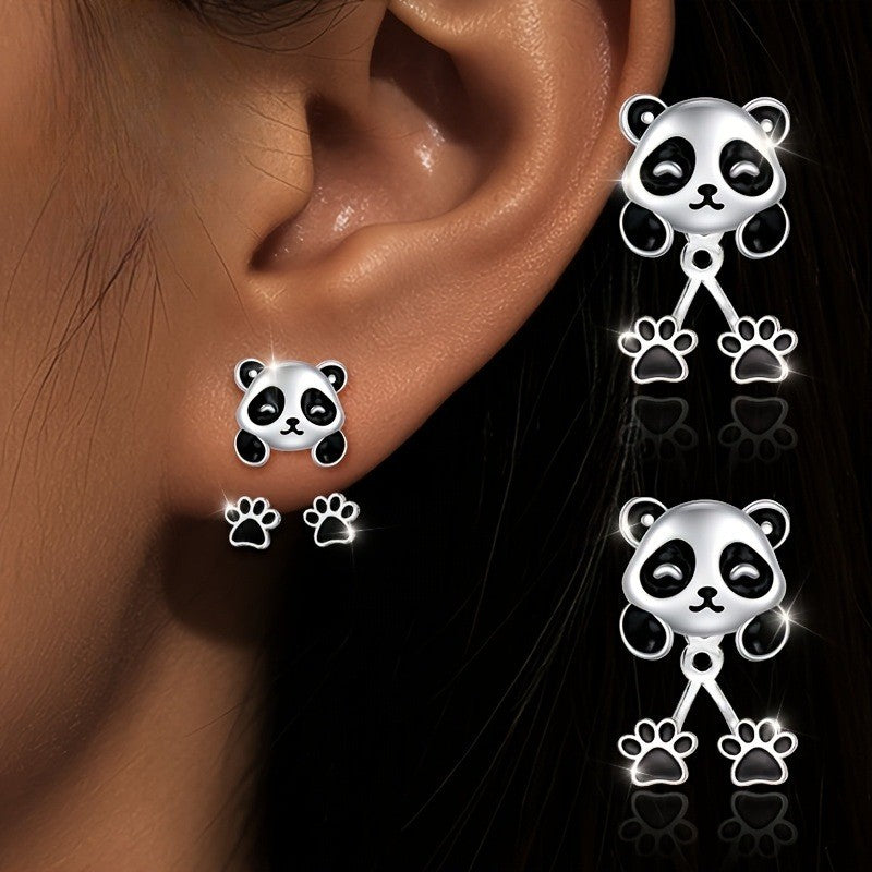 Cute Panda Paw Earring Set
