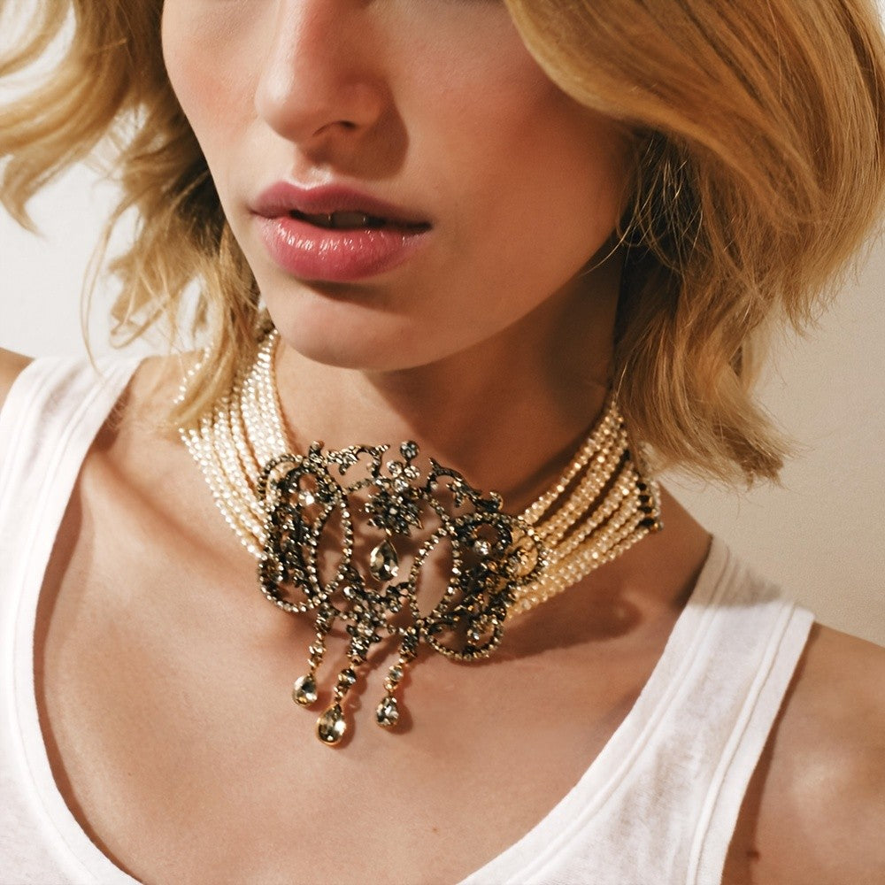 Vintage Filigree Multi-Strand Bib Necklace