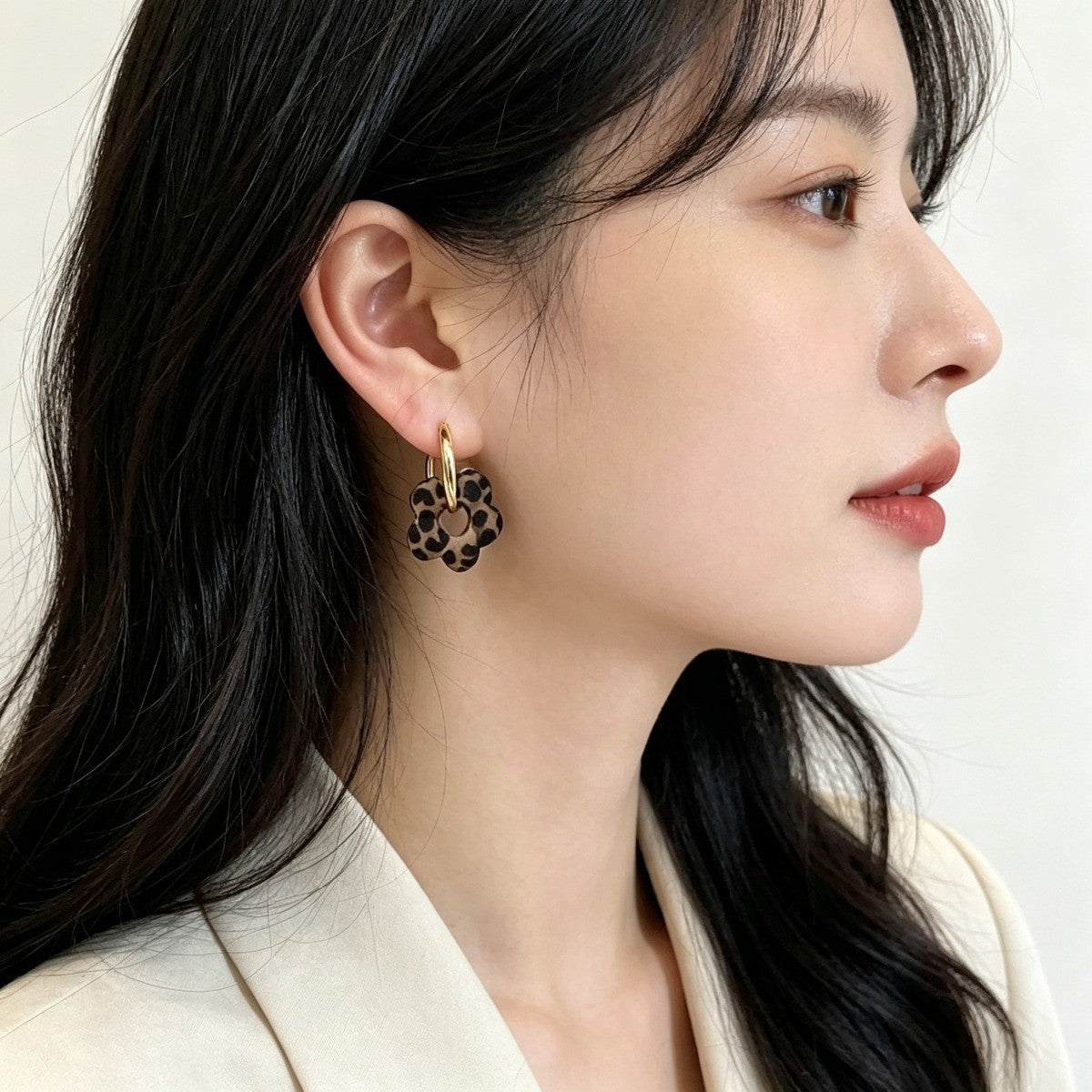 Classy Leopard Print Flower Hoop Earrings