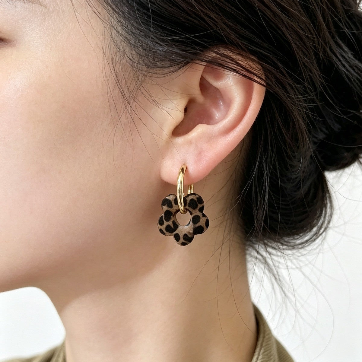 Classy Leopard Print Flower Hoop Earrings