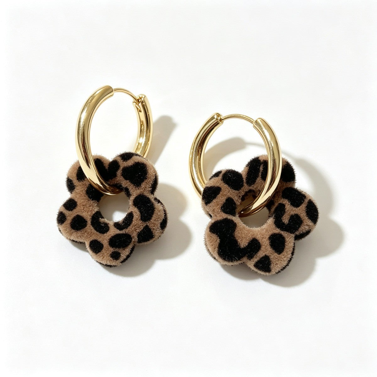 Classy Leopard Print Flower Hoop Earrings