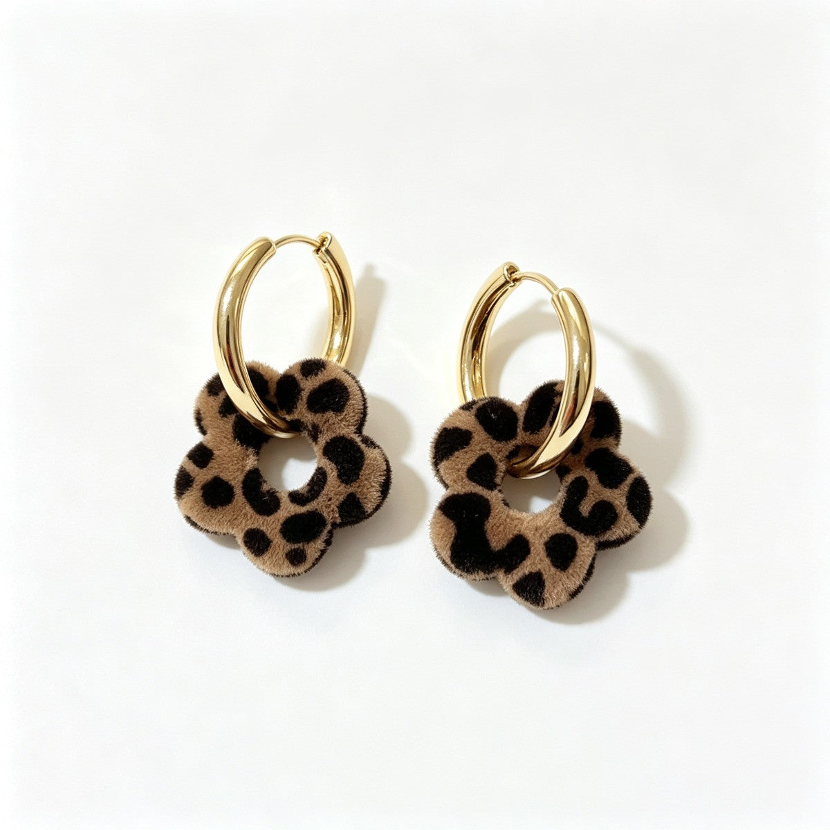 Classy Leopard Print Flower Hoop Earrings