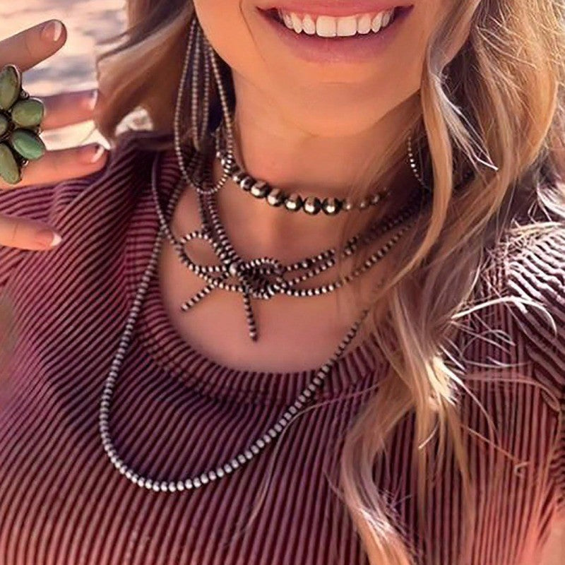 5pc Vintage Western Beaded Layered Necklace Set
