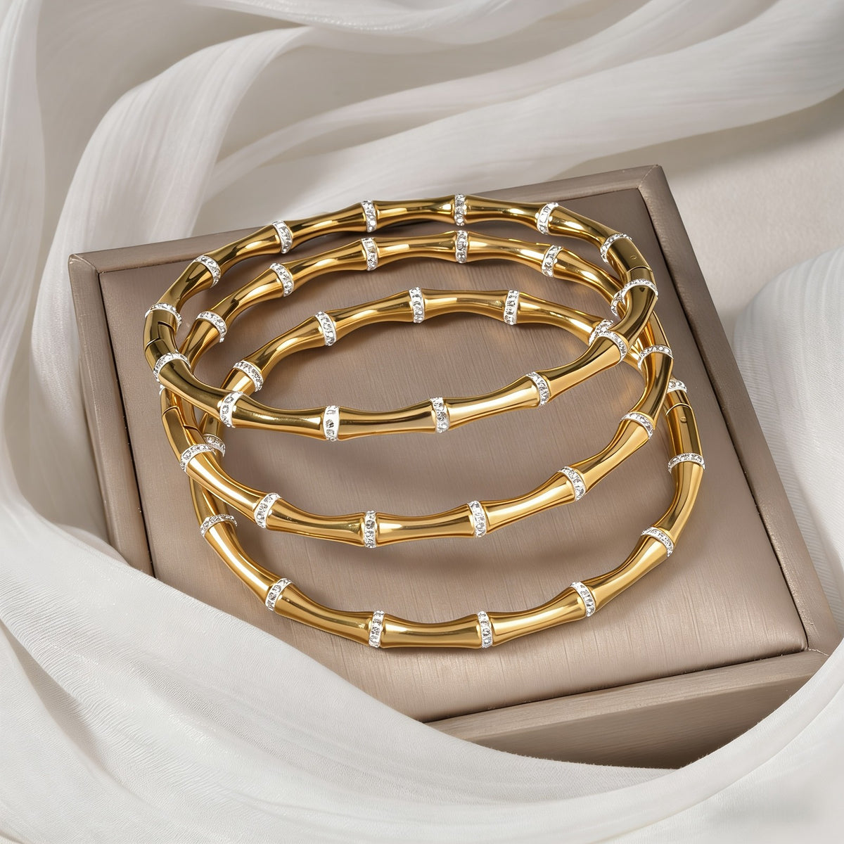 24k Boho Bamboo Knot Bracelet Set