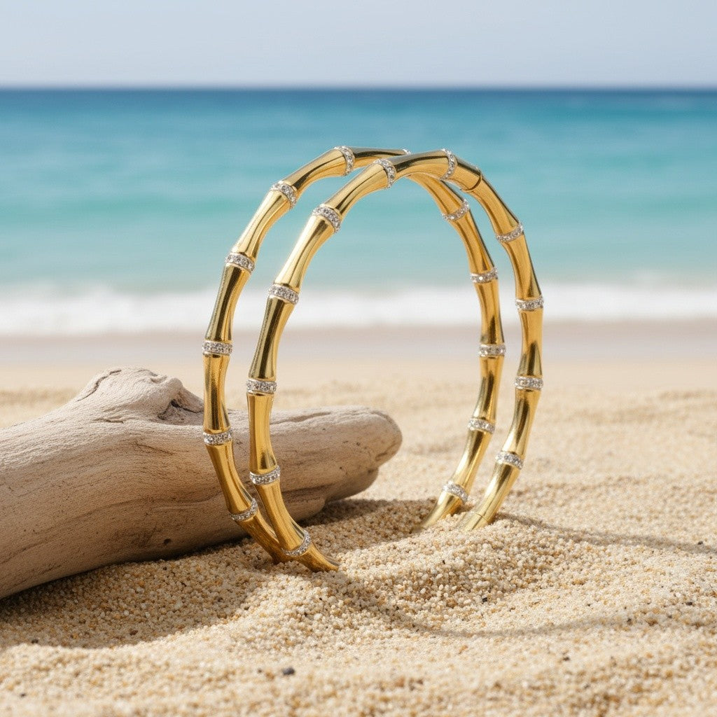 24k Boho Bamboo Knot Bracelet Set