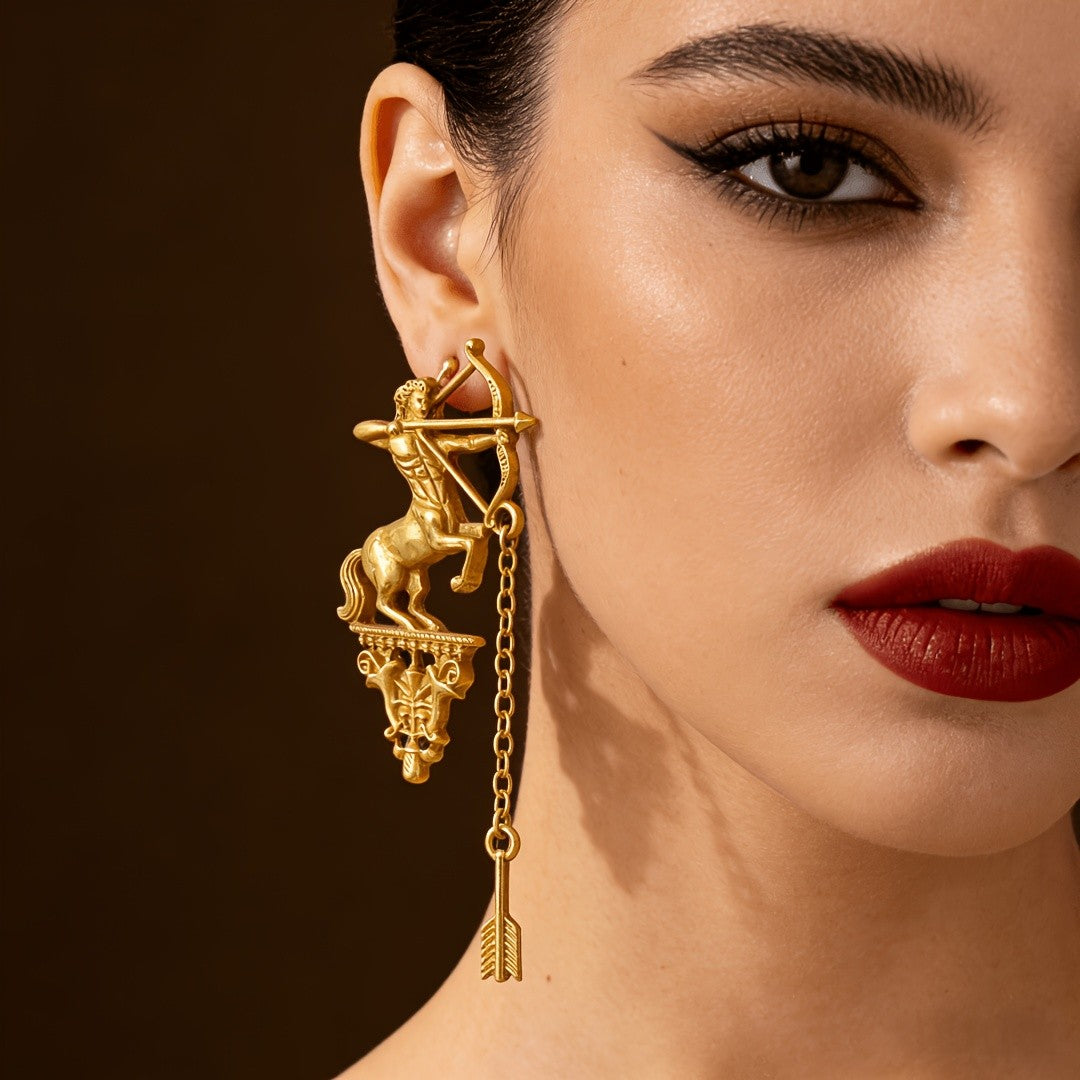 Vintage Centaur Archery Statement Earrings