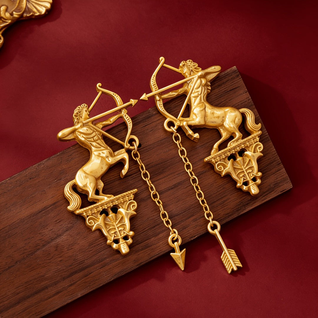 Vintage Centaur Archery Statement Earrings