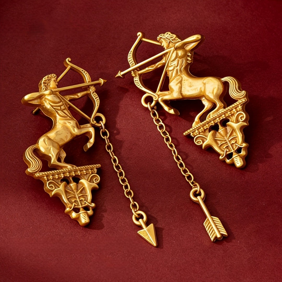 Vintage Centaur Archery Statement Earrings