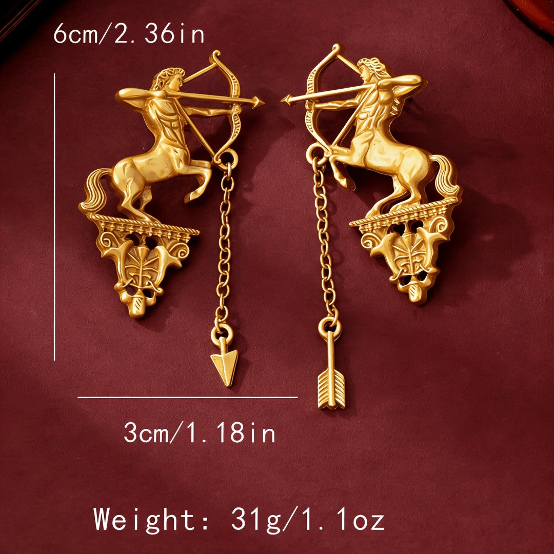 Vintage Centaur Archery Statement Earrings