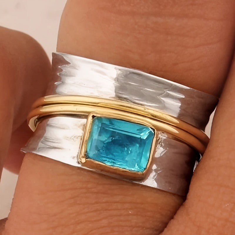Classy Hammered Two Tone Wide Ring