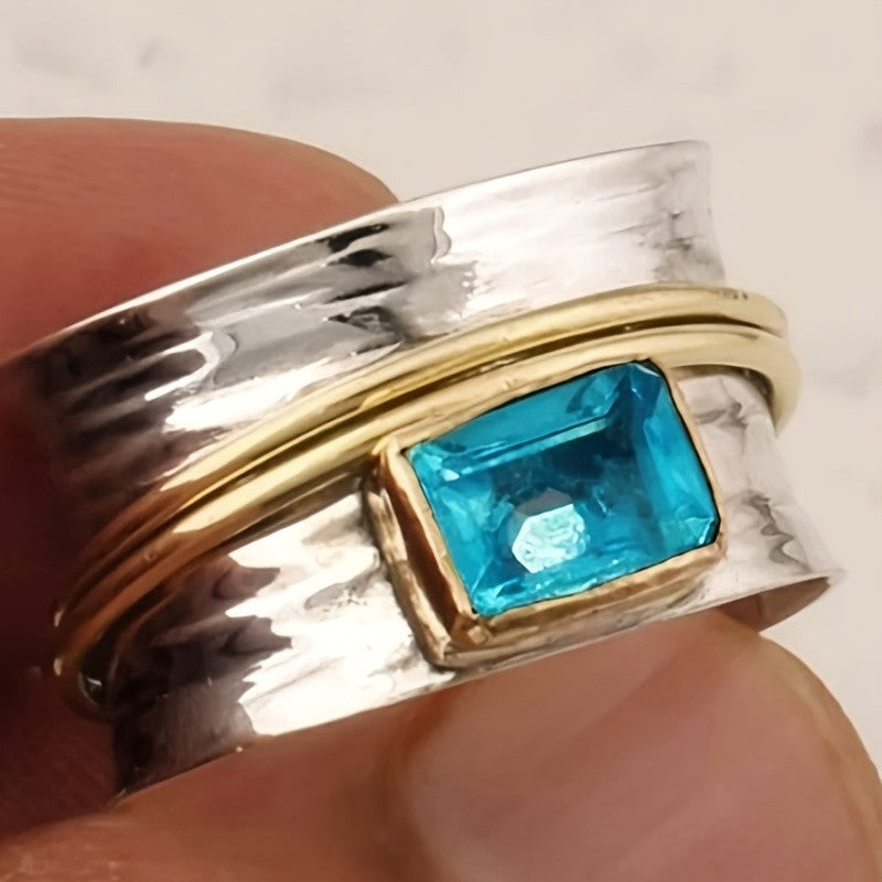 Classy Hammered Two Tone Wide Ring
