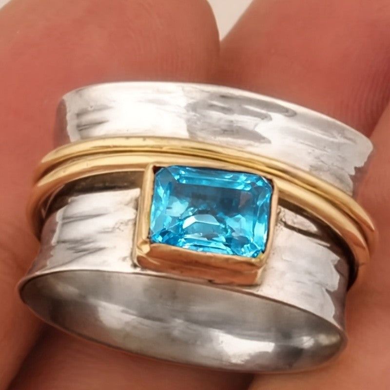 Classy Hammered Two Tone Wide Ring