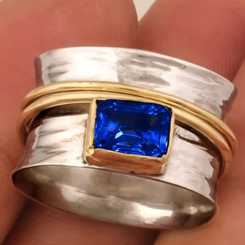 Classy Hammered Two Tone Wide Ring