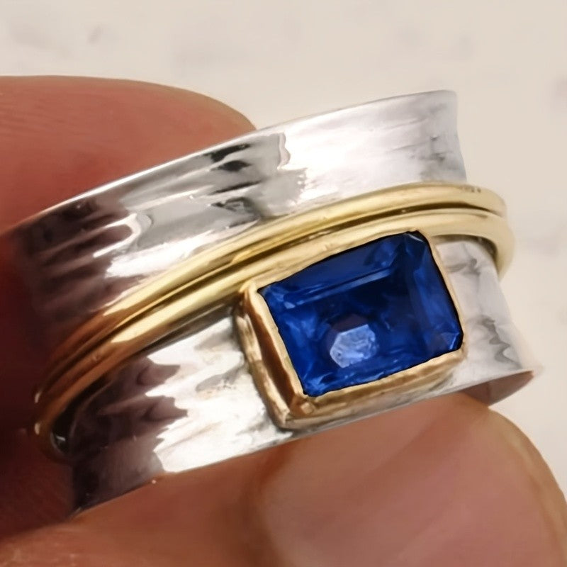 Classy Hammered Two Tone Wide Ring