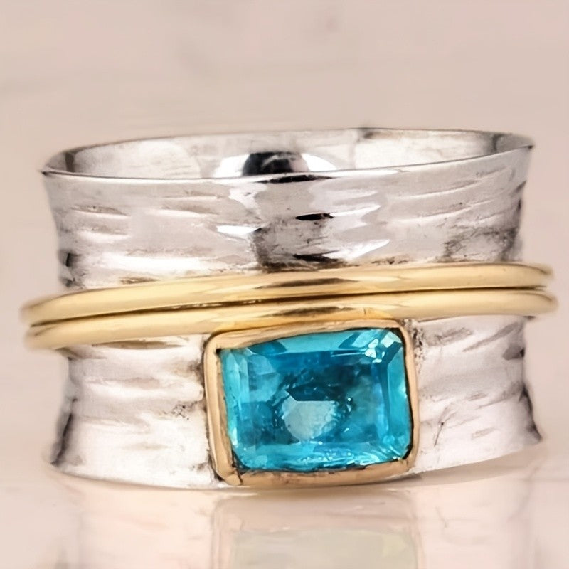 Classy Hammered Two Tone Wide Ring
