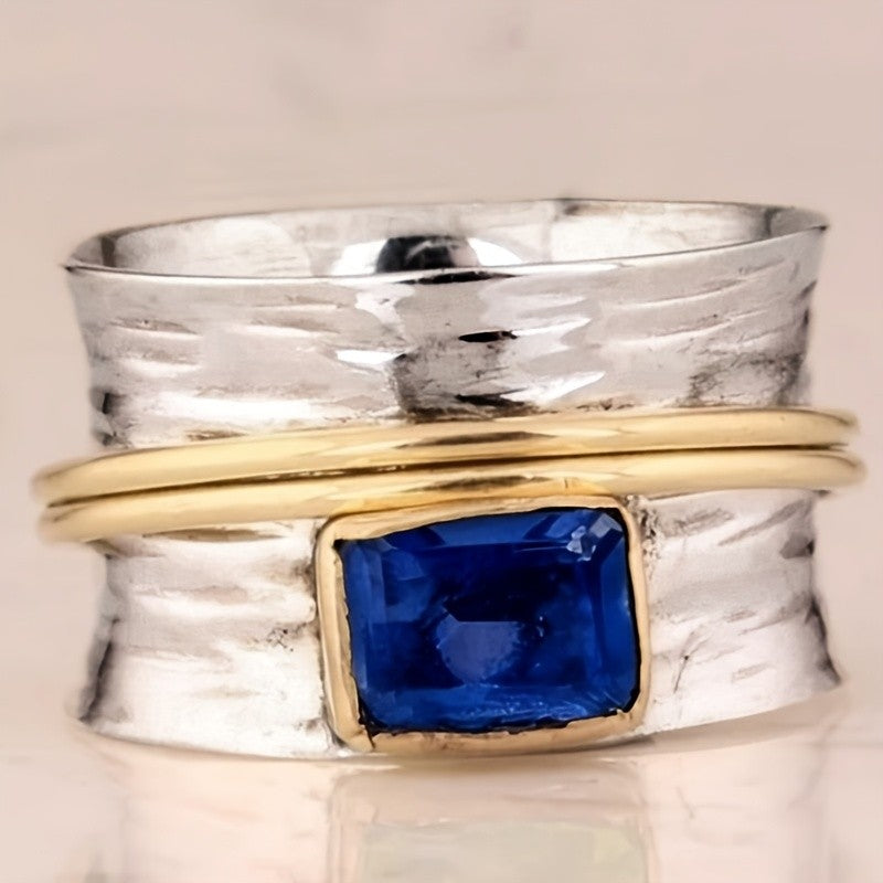Classy Hammered Two Tone Wide Ring