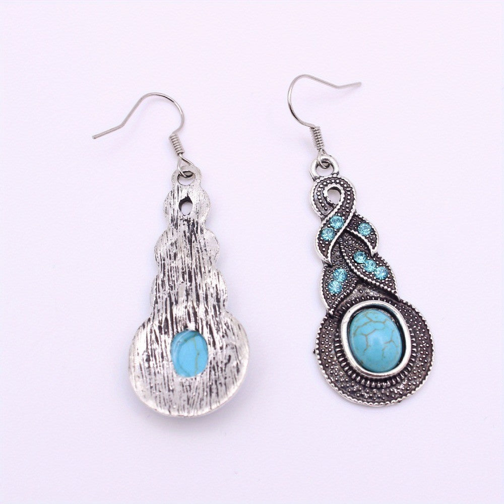 Vintage Inspired Turquoise Oval Dangle Earrings