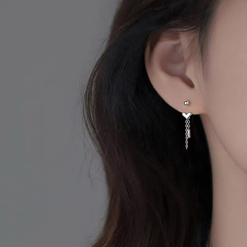 Dainty Heart Curved Barbell Earrings
