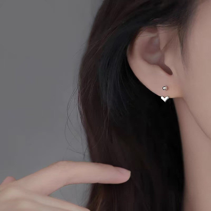 Dainty Heart Curved Barbell Earrings
