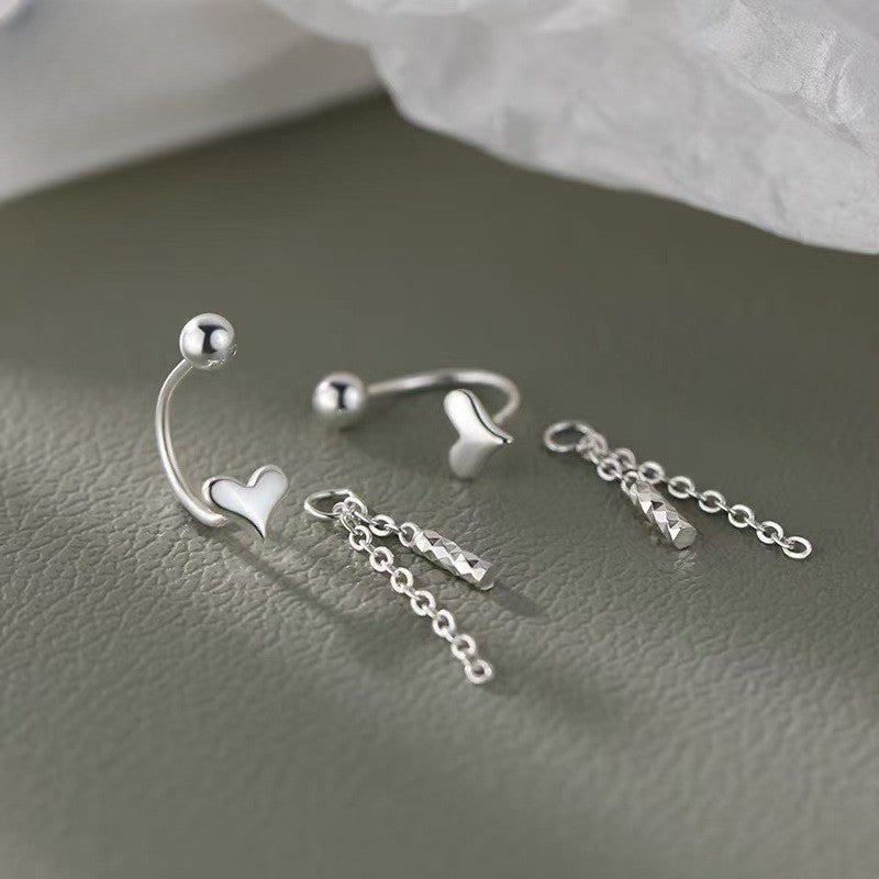 Dainty Heart Curved Barbell Earrings
