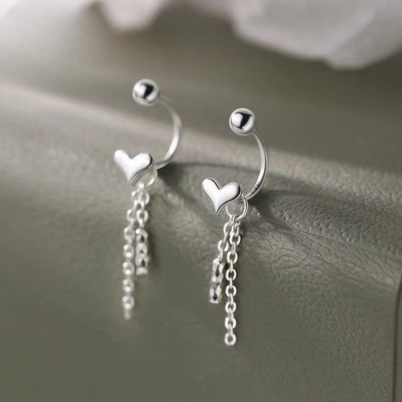 Dainty Heart Curved Barbell Earrings