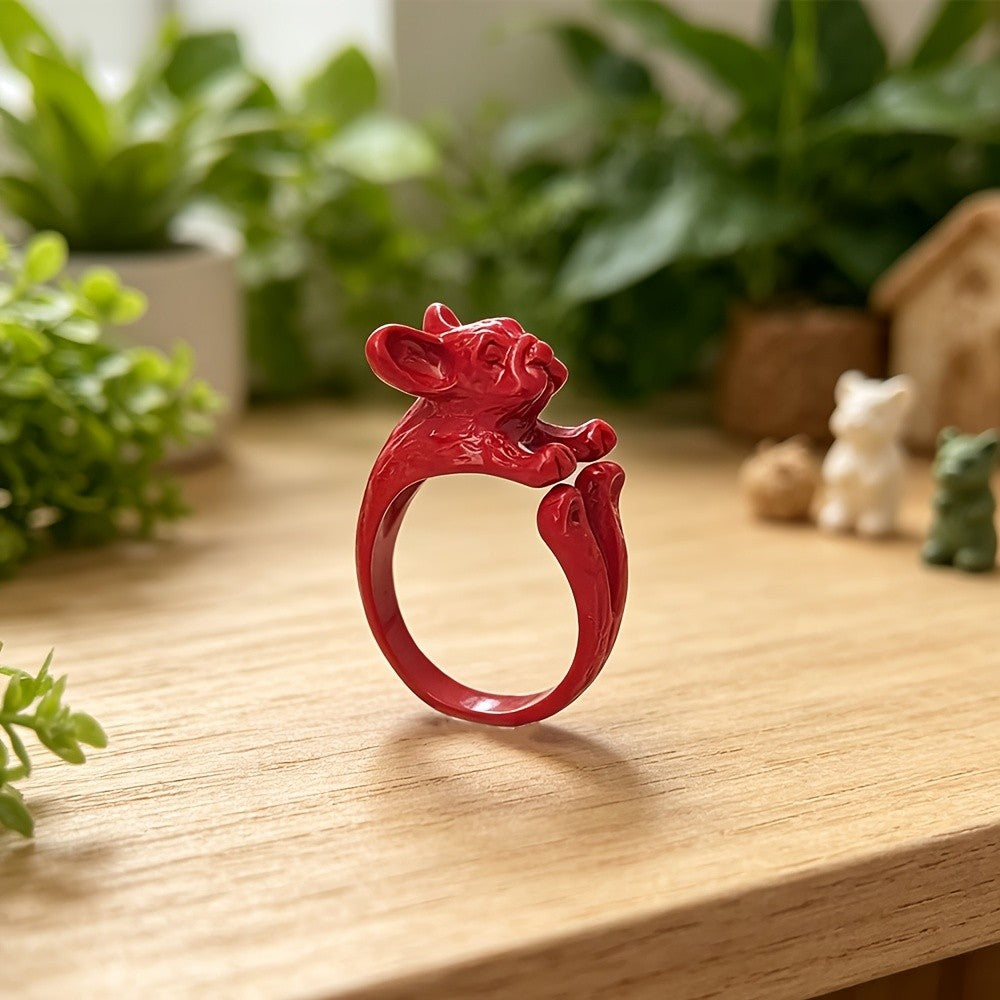 3pc Boho French Bulldog Ring Set