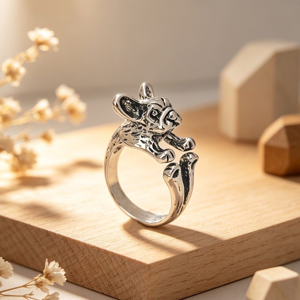 3pc Boho French Bulldog Ring Set