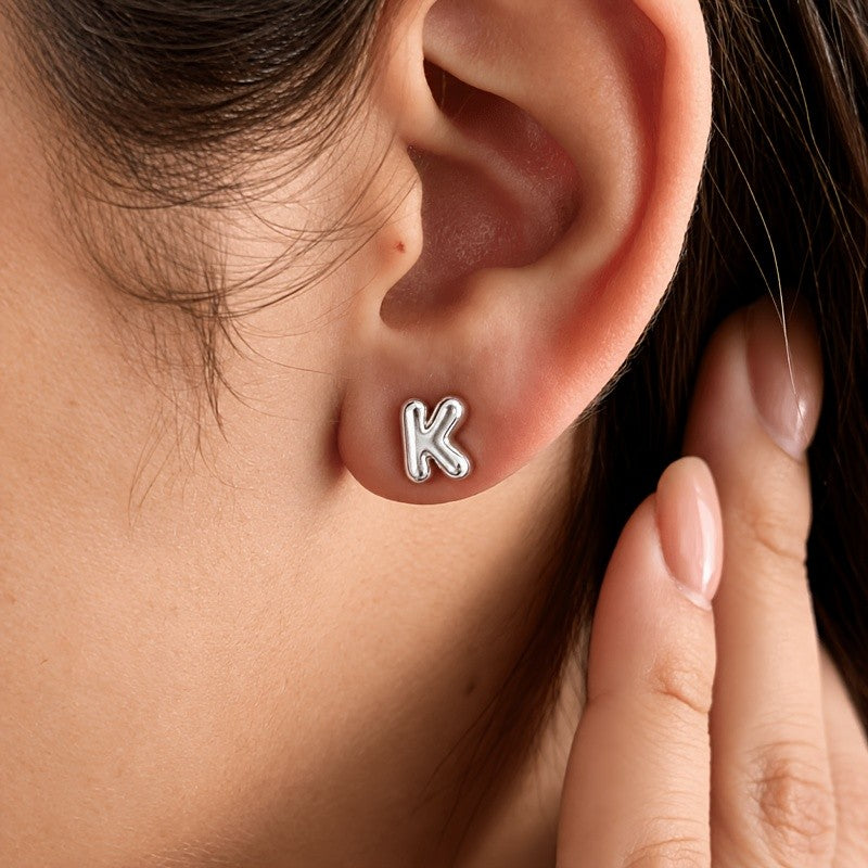 18k Dainty Custom Initial Stud Earrings