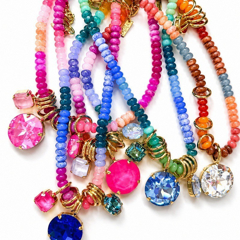 Dopamine Multi-Color Beaded Crystal Necklace
