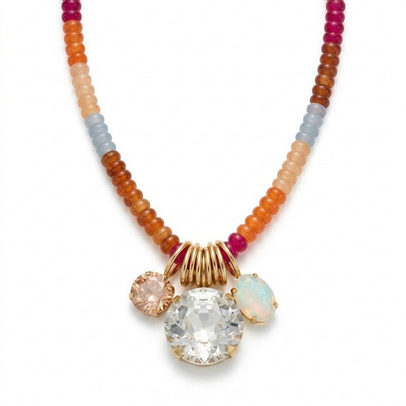 Dopamine Multi-Color Beaded Crystal Necklace