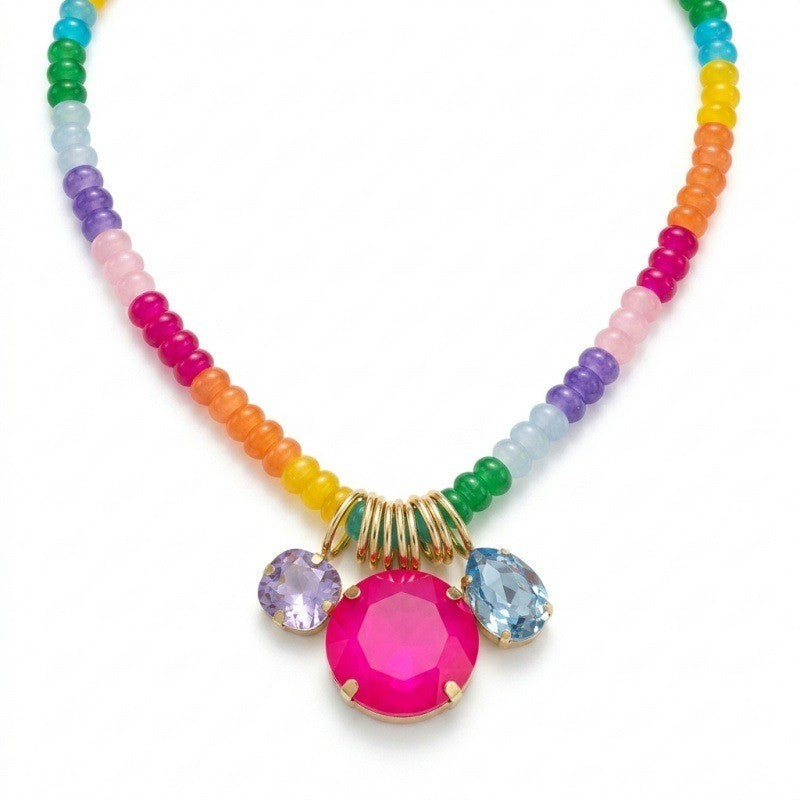 Dopamine Multi-Color Beaded Crystal Necklace