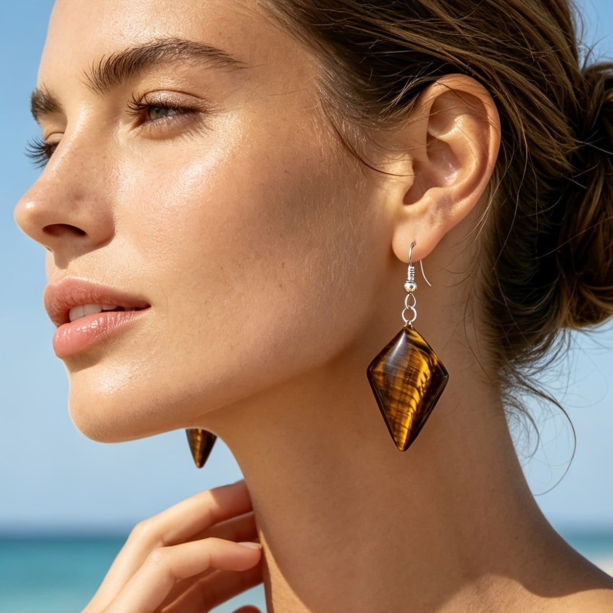 Boho Tiger Eye Kite Dangle Earrings