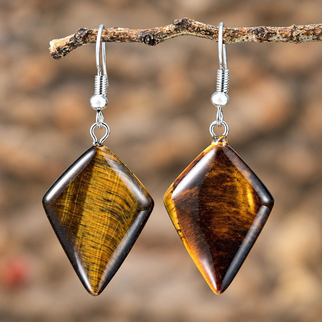 Boho Tiger Eye Kite Dangle Earrings